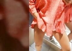 Sexually Excited Hot Cutie Masturbating in Public Changing Room inside of Mall