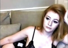 Vulva rubbing close up with blonde handling monster dildo