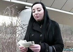 Cheap hoe with round ass Mortica trades her pussy for cash on cam