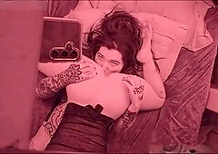 Hot tattoo girl, eating pussy