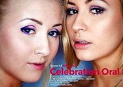 Breathtaking golden-haired sits on her lesbo lovers face as this babe orgasms