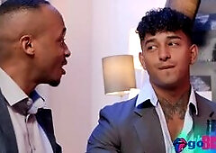 Bigtitted cutie satisfayed in BI 3some