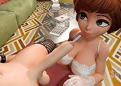 Futas make love in sunset lights Anal Sounding Vaginal 3D