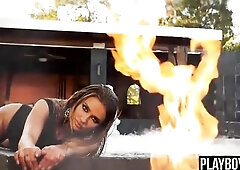 Pretty large bazookas teen golden-haired fully undressed for Playboy and looks breathtaking