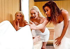 Sauna sex with teens Piper Perri, Elsa Jean, Alaina Dawson