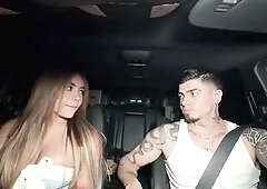 Gorgeous blond gal asks for Uber service but when that babe arrived at the destination this babe didn't have money to pay so this babe suggests m