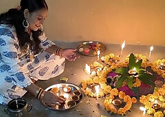 Indian Puja Bhabhi Having Sex On Diwali After Celebration Hardcore Having Blowjob60fps - Striptease