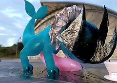 SMALLISH BLUE FISH-DOGGO HAS XXL CUM-SHOTS [GROWTH] [FURRY] [CUMSHOT]