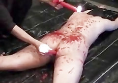 Anal mom gets whipped and candle waxed by master BDSM