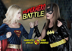 April Brookes Charlotte Stokely in Superhero Battle - WankzVR