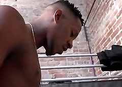 Blonde boy submits to black stud