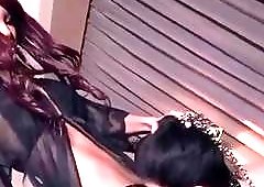 Seductive shemale redhead screws his asshole with her hard dick