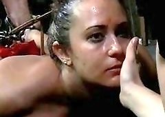 Sexy slave girl Rain DeGrey in hardcore BDSM bondage punishment