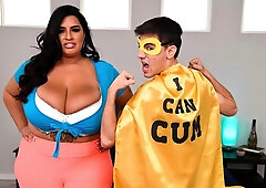 BBW with gigantic natural tits Sofia Rose nailed by a young stud