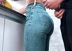 Cumming On my Maid's Booty with Gym Clothing during the time that this babe was Washing Dishes (FREE USE/COMPILATION))