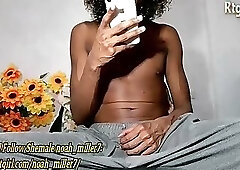 big cock colombian black shemale wanks hard until she shoots big cum on webcam