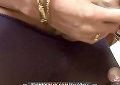 Vivian Porto blonde shemale w huge tits sucks and fucks until cumshot