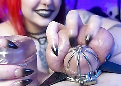 Digging my nails into a pathetic femboys balls CBT
