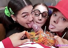 Slutty Trio Gets Caught Stealing Candy