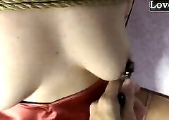 Bound, Hot, Long-Haired Russian MILF - a deep, sloppy blowjob and a hard doggy-style fuck - Lovessie
