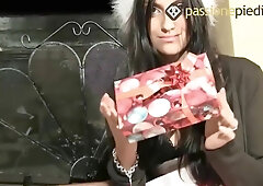 Brunette hair in ebony nylons wants u a Cheerful Christmas