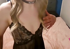 Hot German Trans Jerking Off Her Huge Dick