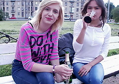 Threesome with all natural girls