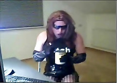Filthy Crossdresser beating off on cam