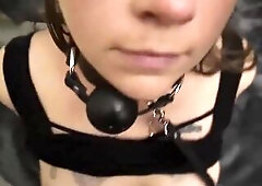 Peeper uses all three holes of large butt mother I'd like to fuck. Manacled, ball gagged anal with facial