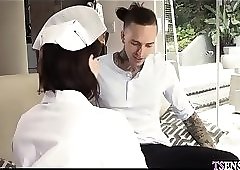 Sexy strip nurse shemale got anal banged at a wrong house