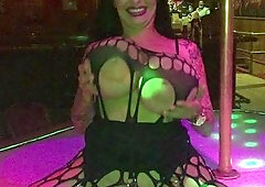 Hot brunette solo babe Korina Bliss in a pink bra