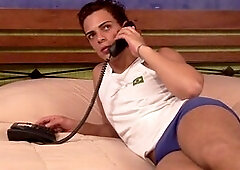 Twink performs in a Brazilian hotel room