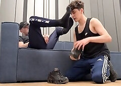 Black socks, adidas pants, gay porn