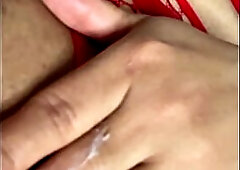 Masked cheating wife masturbates for her lover in secret, getting her tight pussy completely wet