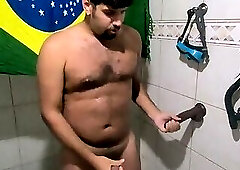 Trying the first dildo I got from a client deep gagging & drooling mess