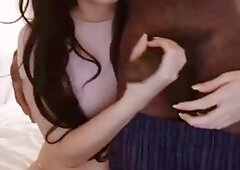 Adorable and timid white and black transgender couple