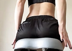 Showing My Ideal Butt as I WorkOut on my Exercise Bike - Fitness Female-dominant Works Up a Sweat