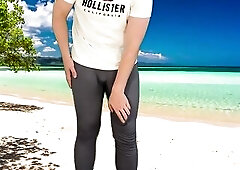 Massive schlong spunk fountain on the beach