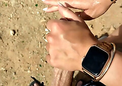 Greek couple shares a public anal creampie amidst rocky coastal views