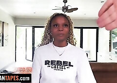 This jealous BLACK wannabe model took it HARD in her constricted CUNT & throat