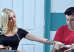 Busty MILF teacher gets with teen couple in her classroom