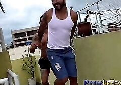 Cock hungry muscle stud Petrick Garcia seduces Travis Yukarin into rough breeding