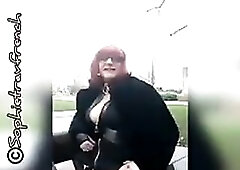 walk of a sissy in haunch high boots and sex in a cage