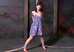 Hanged and bound slut loves the feel of pain BDSM