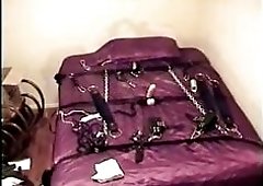 Seductive shemale gets bonded and can't move in a BDSM video