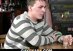 Chick watches gay barman drilling hetero's butt