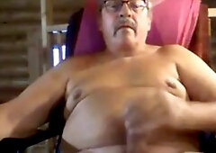 Grandpa stroke on webcam, granddad, grandpa on grandpa