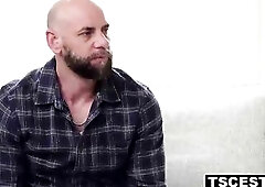 Stevie Trixx chowing down Girth Brooks large schlong and then gets so moist