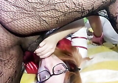 Blond femboy in cosplay get banged by trans BBC