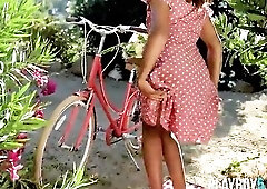 Large ass and large fake tits black mother I'd like to fuck gets fully undressed outdoor